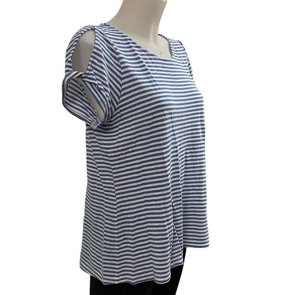 J.Jill Linen Blend Short sleeve Top with Twist Sleeve,opal blue sz small petite - Picture 6 of 10